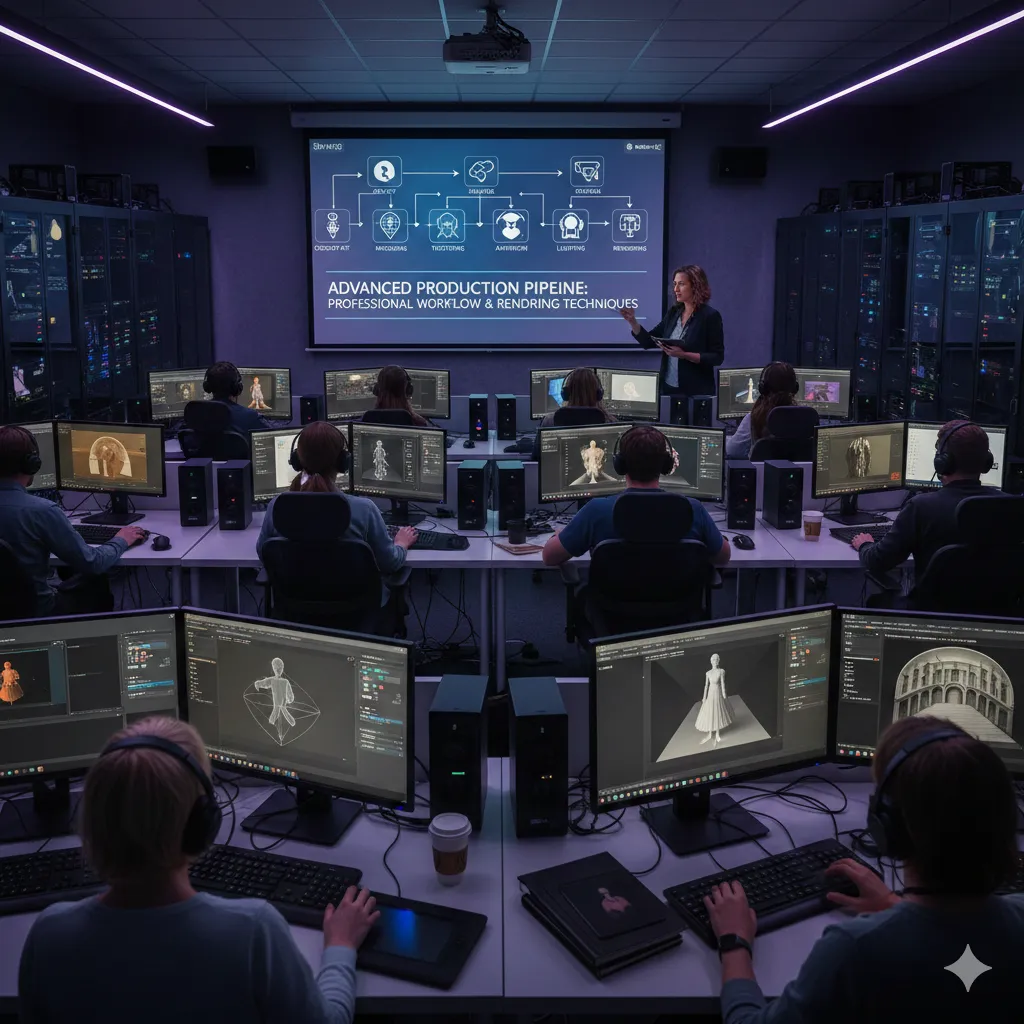 Advanced Production Pipeline course featuring professional workflow and rendering techniques